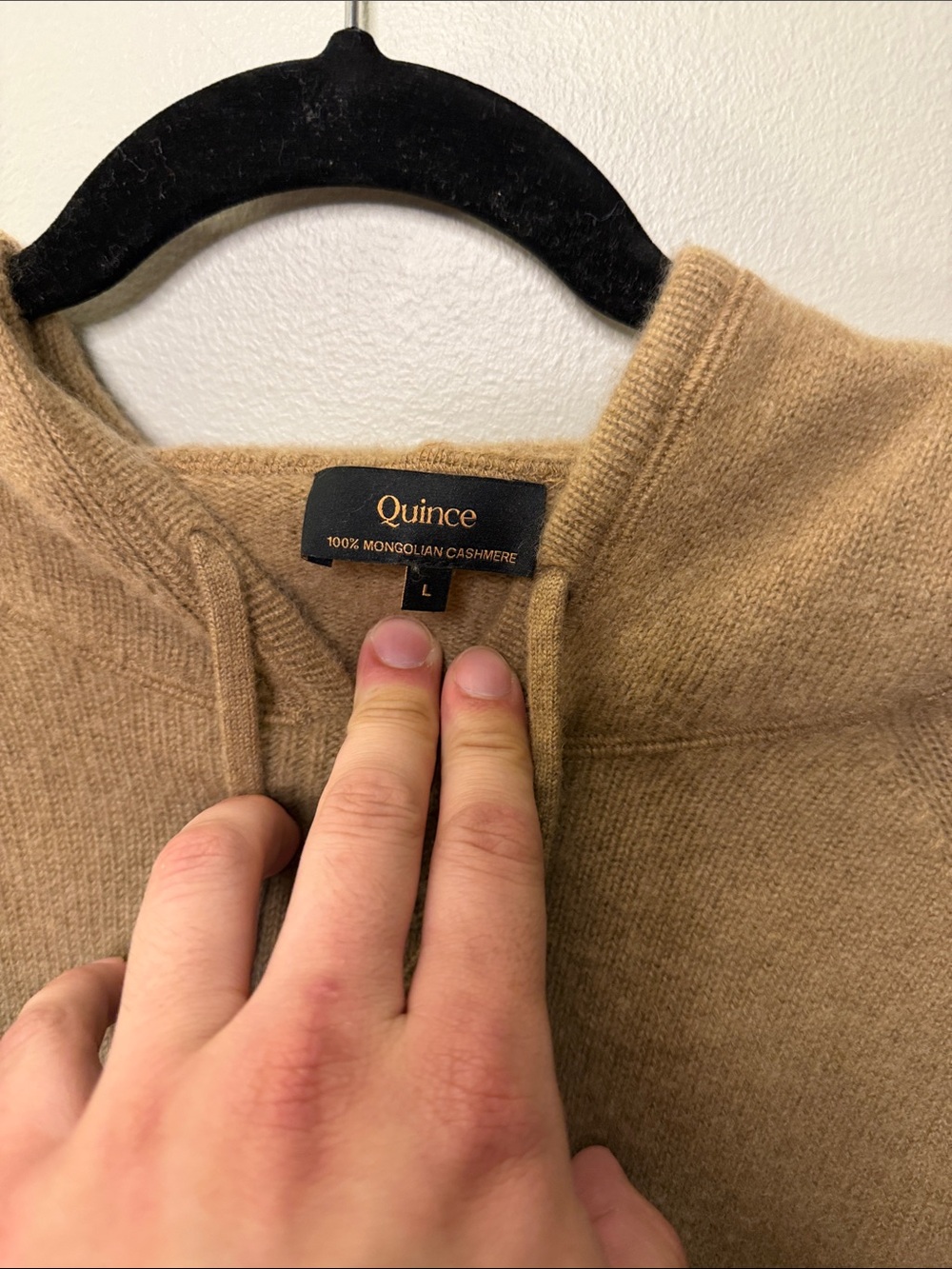 Quince Men's Camel Crewneck Hoodie Sweater - Picture 2 of 6